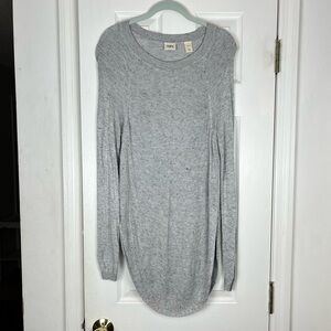 Daytrip Marled Gray Knit Rounded Hem Long Tunic Sweater